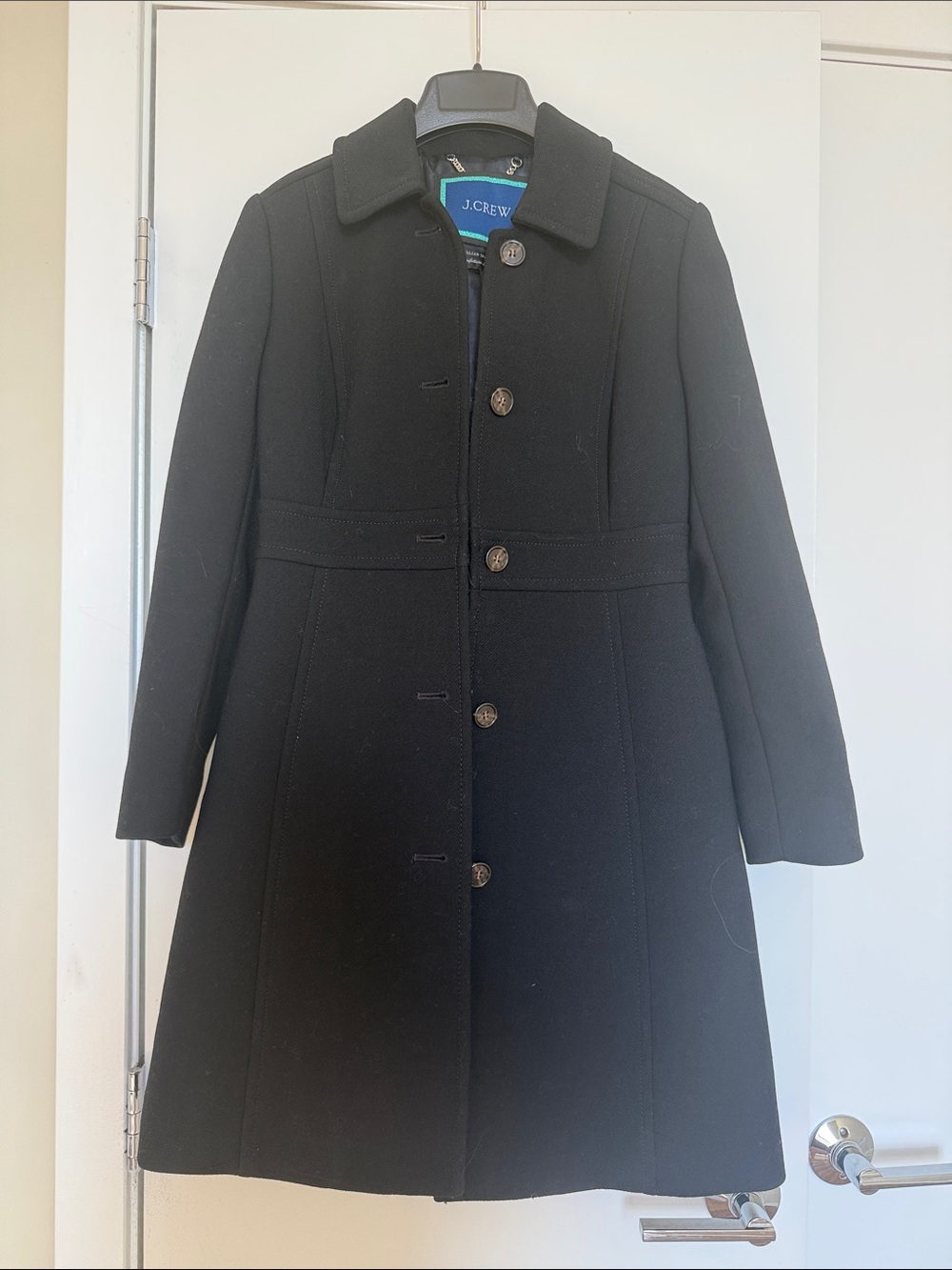JCrew Classic lady day coat in Italian double-cloth wool Thinsulate 2P Black